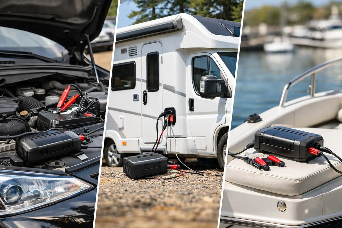 Battery Chargers for Cars, Campers and Boats
